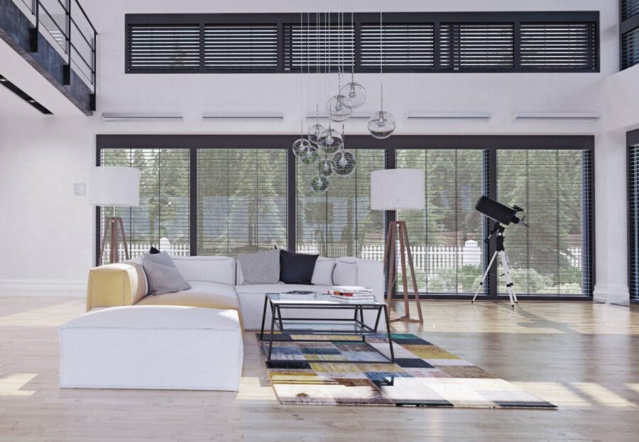 A modern luxury interior with window blinds near Toronto
